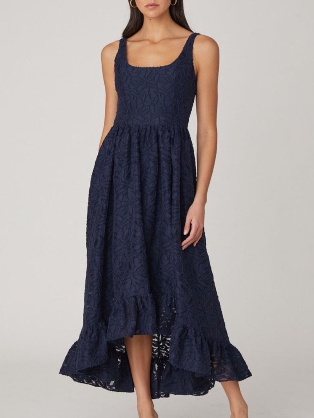 NWT Shoshanna Navy Maxi Dress Midnight Burnout Sheer Organza Neela 12 Sleeveless